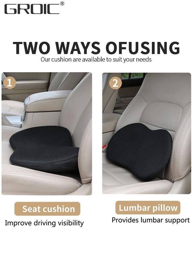 GROIC Car Seat Cushion - Memory Foam Car Seat Pad - Sciatica & Lower Back Pain Relief - Car Lumbar Support for Driving - Car Booster Seat Road Trip Essentials for Drivers - Image 3