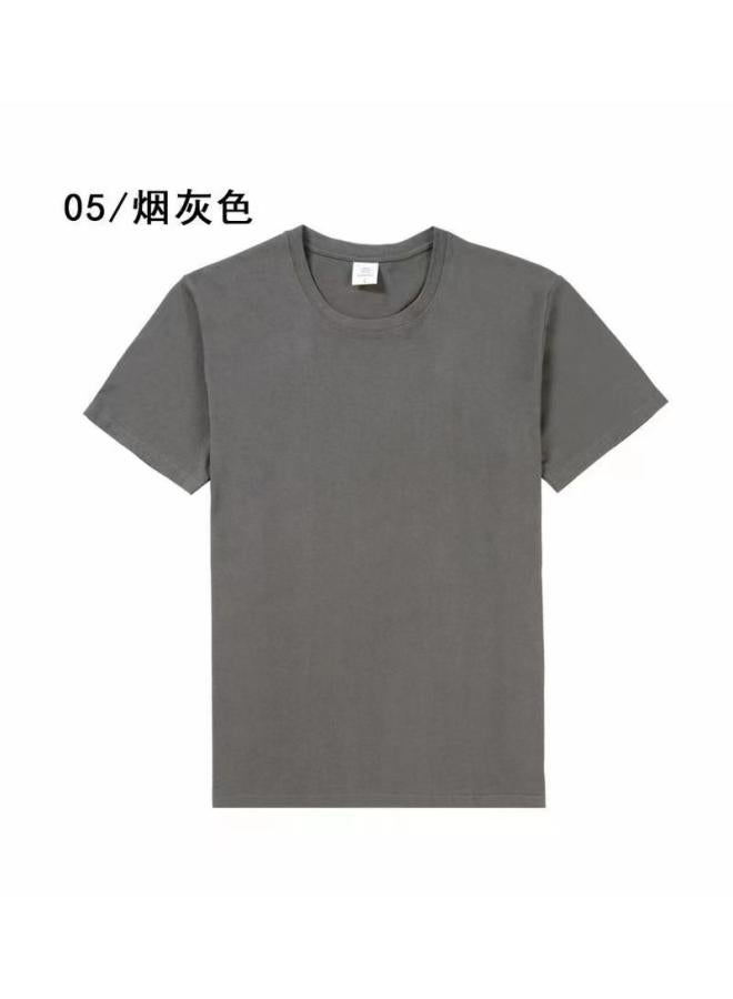 Song Feng Ya Heavy Pure Cotton Solid Color Short Sleeve Plus Size Loose Men's And Women's T-shirt Half Sleeve Round Collar Fashion Pullover Top 
