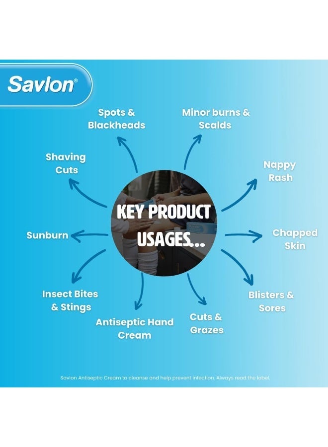 Savlon Antiseptic Cream, Cleanses & Helps Prevent Infection, First Aid for Minor Cuts & Wounds, Spots, Blackheads, Nappy Rash, Sunburn, Sores & Blisters  100g - Image 3