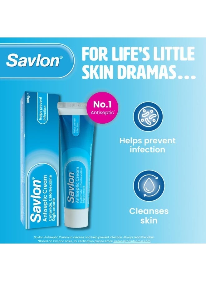 Savlon Antiseptic Cream, Cleanses & Helps Prevent Infection, First Aid for Minor Cuts & Wounds, Spots, Blackheads, Nappy Rash, Sunburn, Sores & Blisters  100g - Image 2