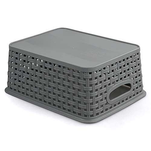 Teyyvn Plastic Storage Basket, 10.03" x 7.59" x 4.09", Pack of 6, Gray - Image 4
