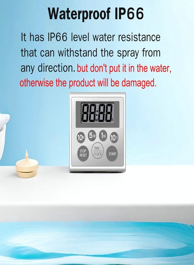 NUOSWEK Digital Timer Waterproof Shower Timer Shower Clock Bathroom Kitchen Timer with Strong Magnet and Large LCD Display (Waterproof 7 Key) - Image 4