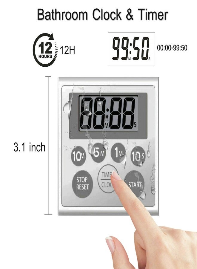 NUOSWEK Digital Timer Waterproof Shower Timer Shower Clock Bathroom Kitchen Timer with Strong Magnet and Large LCD Display (Waterproof 7 Key) - Image 2