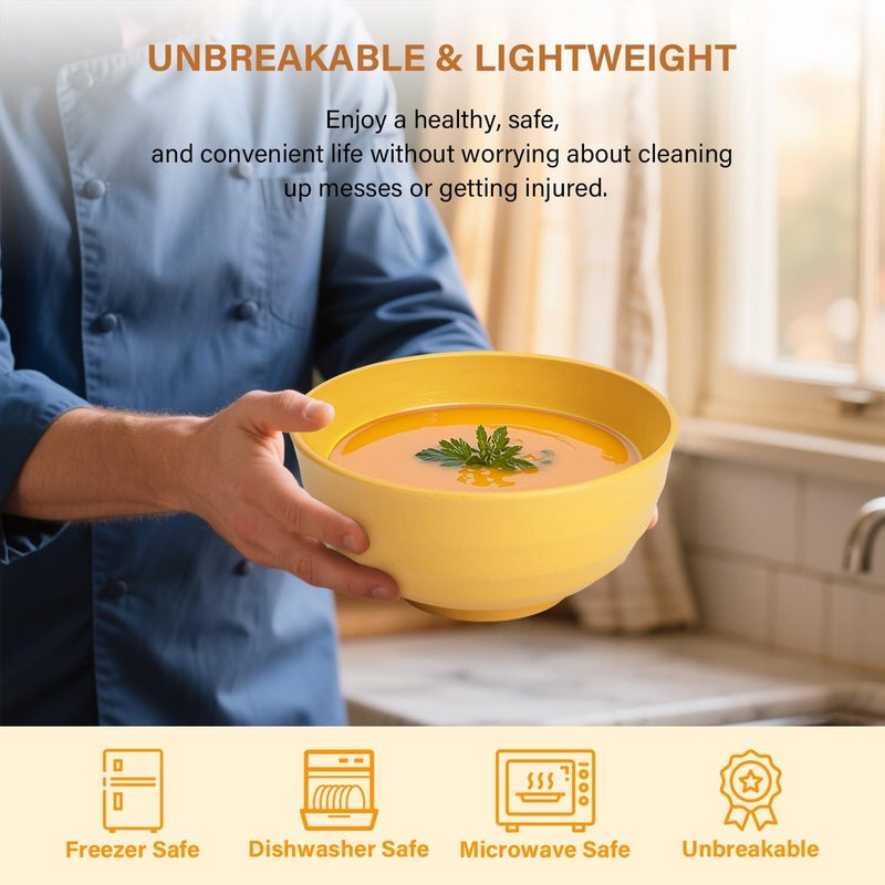 Homienly Cereal Bowl Set, Wheat Straw Fiber Unbreakable Lightweight Bowls Set - Image 4