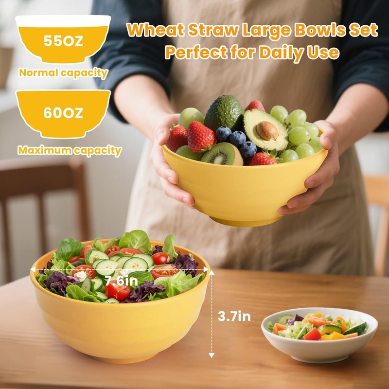 Homienly Cereal Bowl Set, Wheat Straw Fiber Unbreakable Lightweight Bowls Set - Image 2
