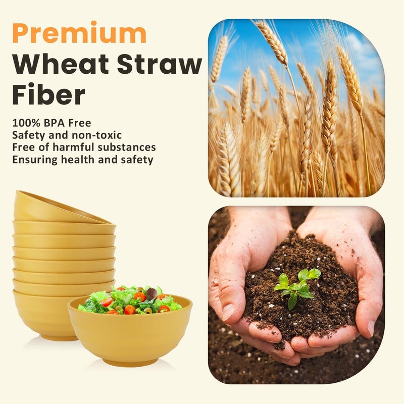 Homienly Cereal Bowl Set, Wheat Straw Fiber Unbreakable Lightweight Bowls Set - Image 3