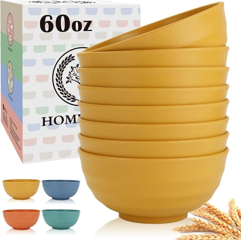 Homienly Cereal Bowl Set, Wheat Straw Fiber Unbreakable Lightweight Bowls Set - Image 1