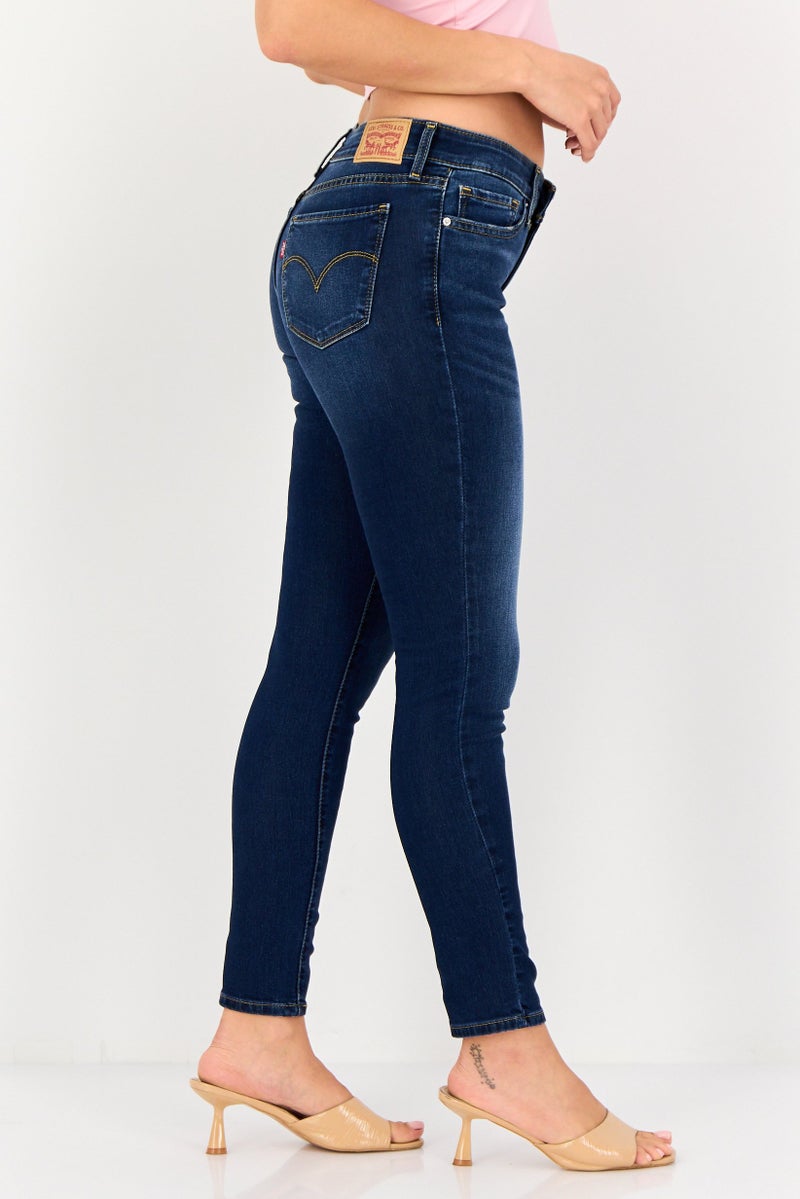 Levi's Women Skinny Fit Washed Denim Jeans, Blue - Image 3