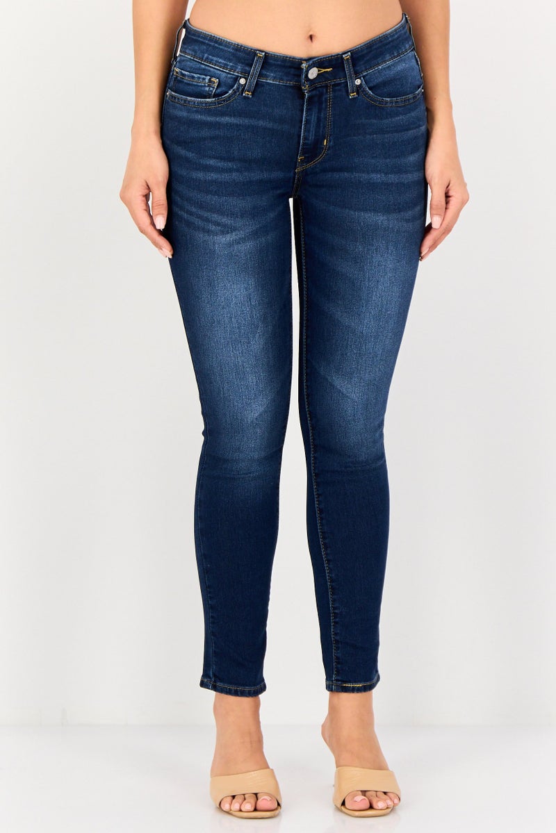Levi's Women Skinny Fit Washed Denim Jeans, Blue - Image 1