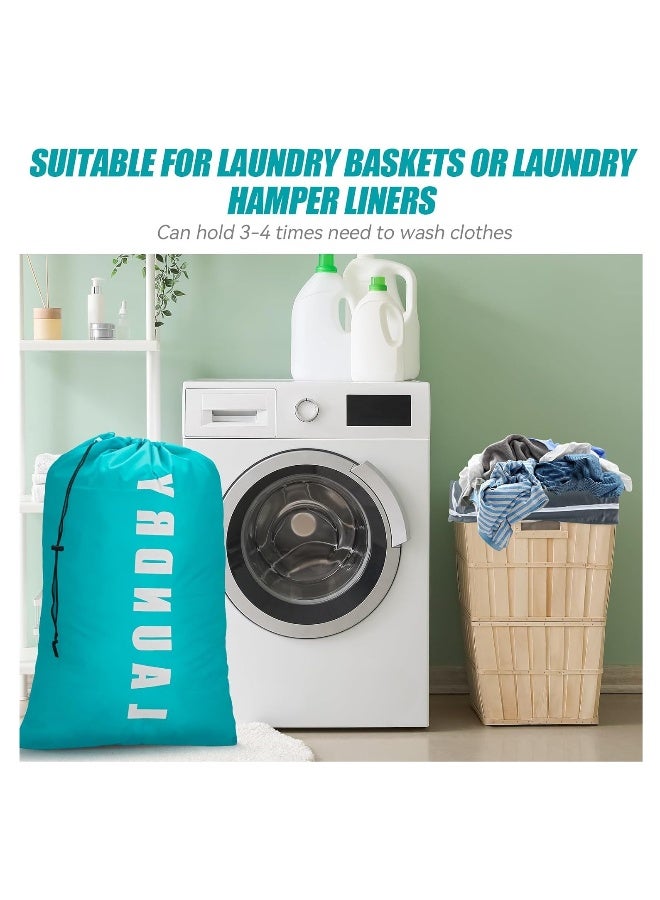 Laundry Bag, Laundry Bags for Dorm, Travel Laundry Bags for Dirty Clothes,Large Laundry Bags for Traveling,Laundry Bags for Camp, 24" x 36" Cyan + Gray - Image 3