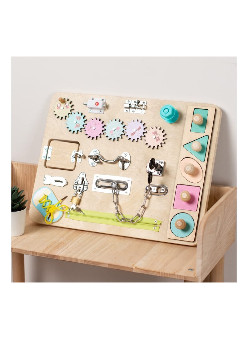Y&D Toddler Busy Board, Wooden Montessori Board for Toddlers, Sensory Play Set, Educational Toys, Preschool Learning Activities Age 3 Year Old, of Choice Children with Autism - Image 5