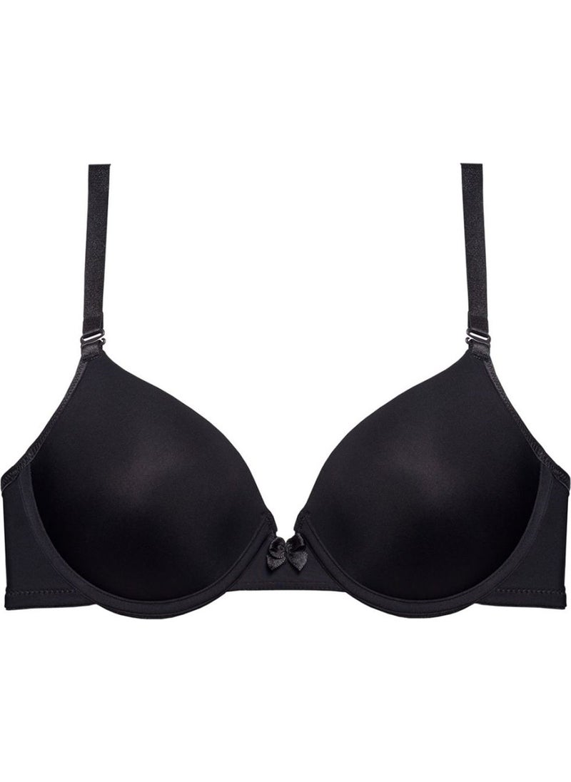 Magic Form 3500 Women's Black Sponge Plain Fabric Bean Support Filled Push-Up Bra  - Image 1