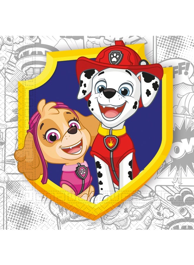 Ciao Paw Patrol Yelp for Action Compostable Paper Napkins 33x33 cm Pack of 30 – Eco-Friendly Party Napkins with Skye & Marshall Design – Biodegradable Tableware for Kids Birthdays & Celebrations