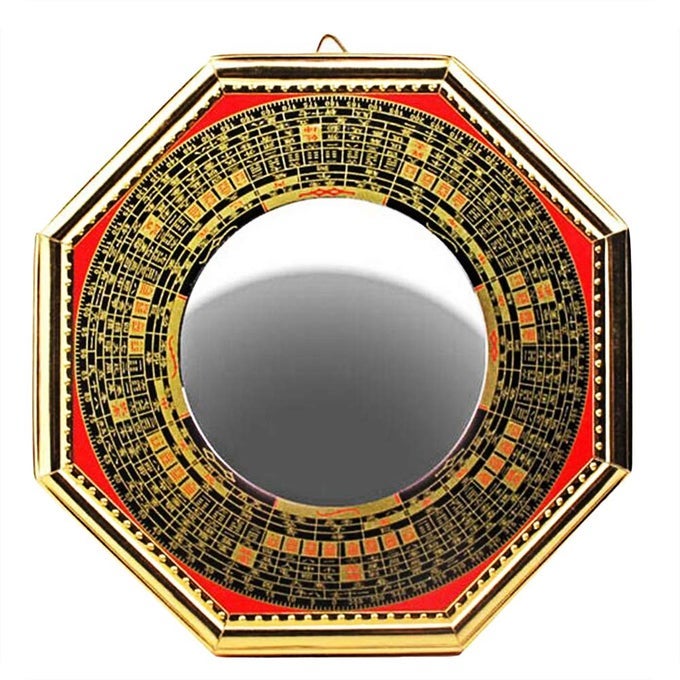 FENG SHUI CONCAVE AND CONVEX BAGUA MIRROR CHINA ORIENTATION LONGITUDE AND LATITUDE BAGUA MIRROR HOME OUTDOOR PROTECTION AND DECORATION BRING GOOD LUCK CLEAN UP BAD FORTUNE 74IN CONCAVE