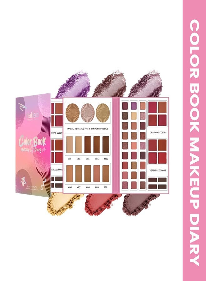 ماليو باليت مكياج مالياو بـ 52 لونًا - مجموعة متكاملة تشمل الهايلايتر، والكونتور، وأحمر الخدود، وظلال العيون، وظلال الحواجب للاستخدام الاحترافي واليومي - Image 3