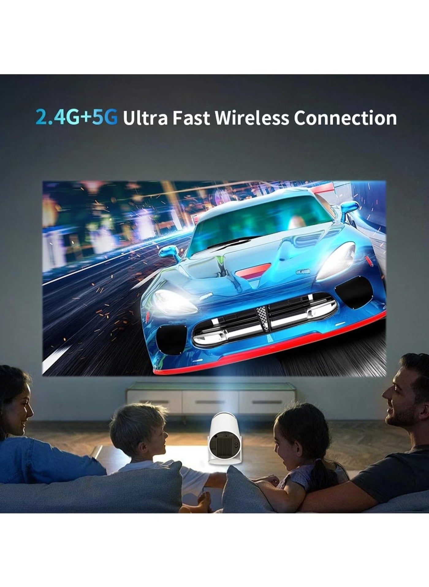 Mini Projector, Portable 4K/200 ANSI HD Projector with 2.4/5G WiFi & Bluetooth, Auto Keystone Correction, 40"-130" Screen, 180° Flip, Android 11.0, Round Design Movie Projector – Compact & Stylish (White)