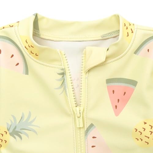 Gerber Baby Girls Toddler Long Sleeve One Piece Rashguard Swimsuit Yellow Fruit 12 Months - Image 3