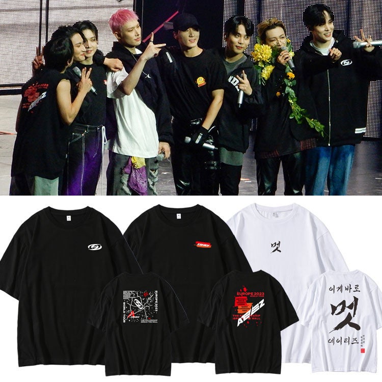 ATEEZ2023 European Concert BREAK THE WALL Same Style Pure Cotton Ying Aid Song Clothes Short Sleeve T-shirt - Image 2