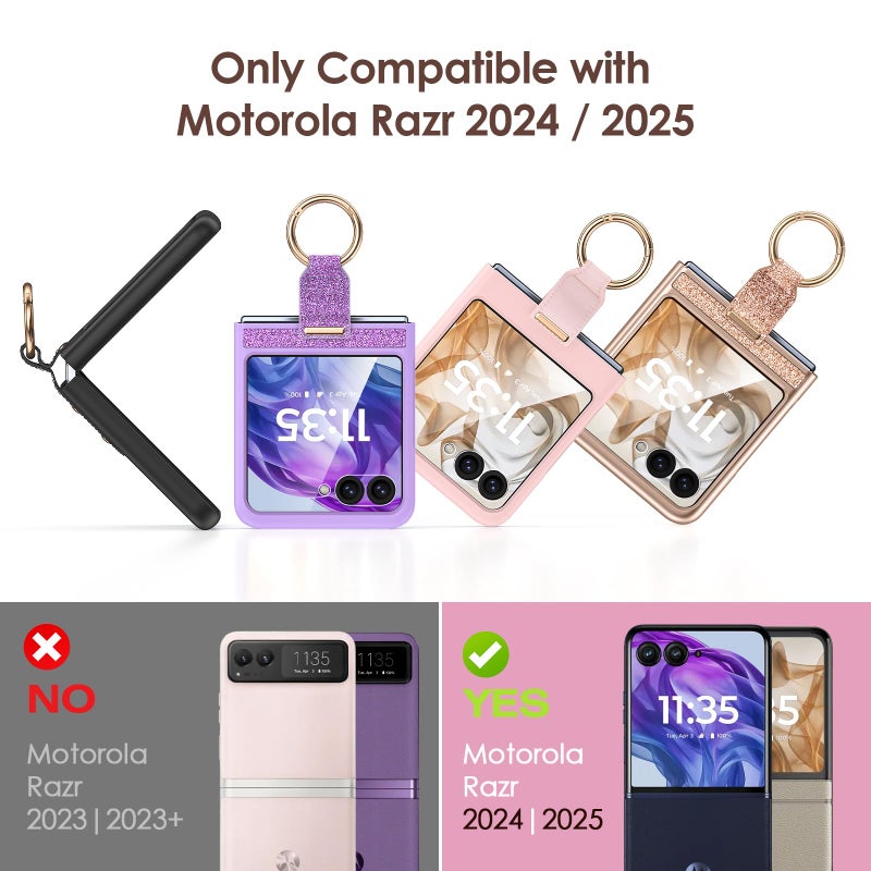 Caka for Motorola Razr 2024/2025 Case 【NOT for Plus or Ultra】, with Finger Ring Holder u0026 Built-in Screen Protector, Slim Thin Shockproof Protective Phone Cover for Moto Razr 2024 u0026 2025 - Pink - Image 2