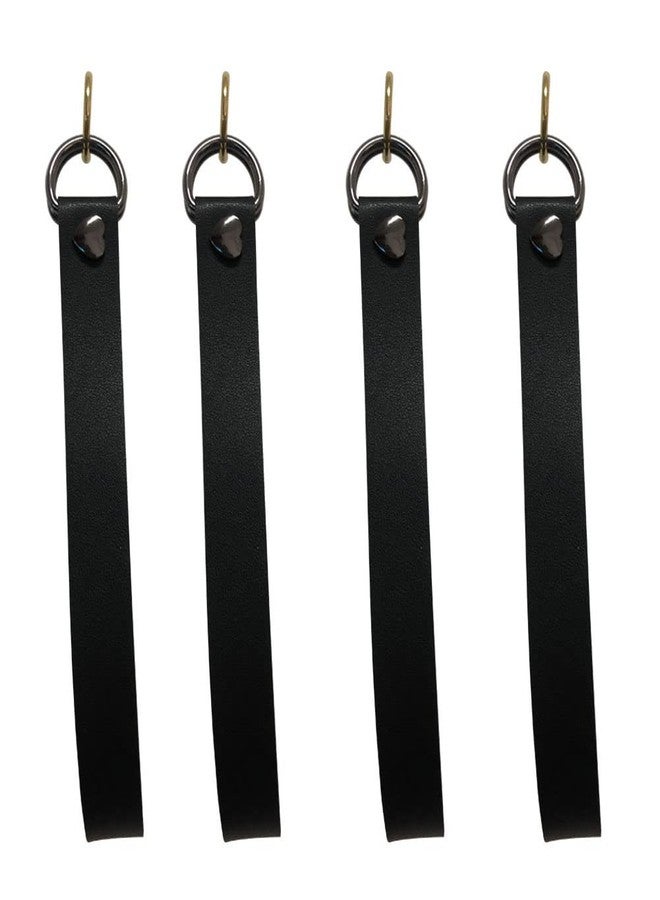 Sutfmwe Decorative Leather Curtain Tiebacks Rope, PU Leather Curtain Rod Holder Window Treatment Holdbacks Vintage Unique Design Style Decor Drapery Tie Backs Wall Mount with 4 Wall Hooks (Black,4) - Image 2