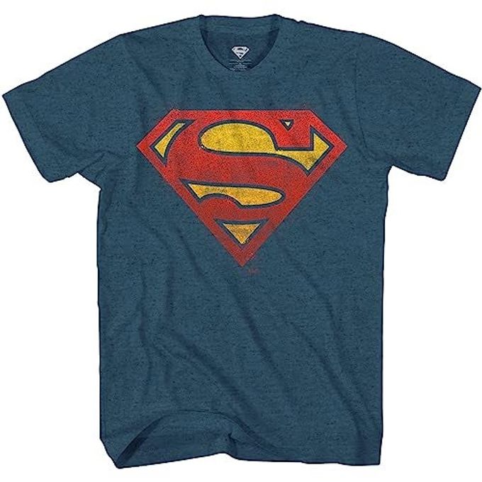 SUPERMAN Logo Symbol Justice League DC Costume Adult T-Shirt(LG, Indigo Black Heather) - Image 5