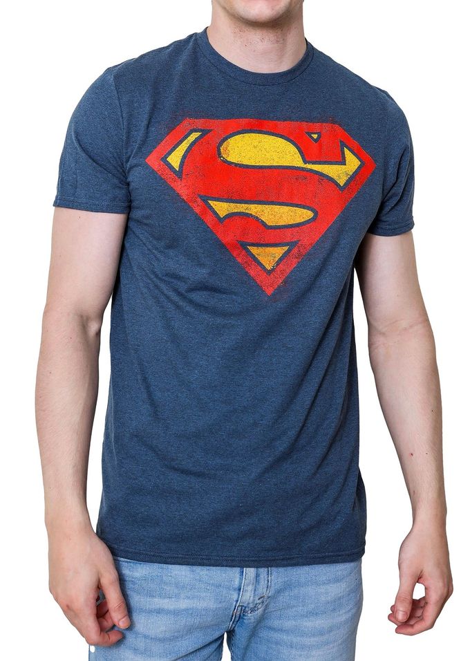 SUPERMAN Logo Symbol Justice League DC Costume Adult T-Shirt(LG, Indigo Black Heather) - Image 4