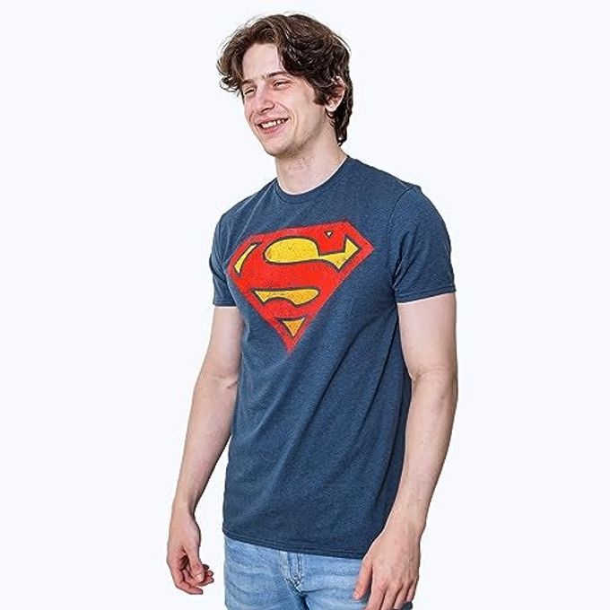 SUPERMAN Logo Symbol Justice League DC Costume Adult T-Shirt(LG, Indigo Black Heather) - Image 3