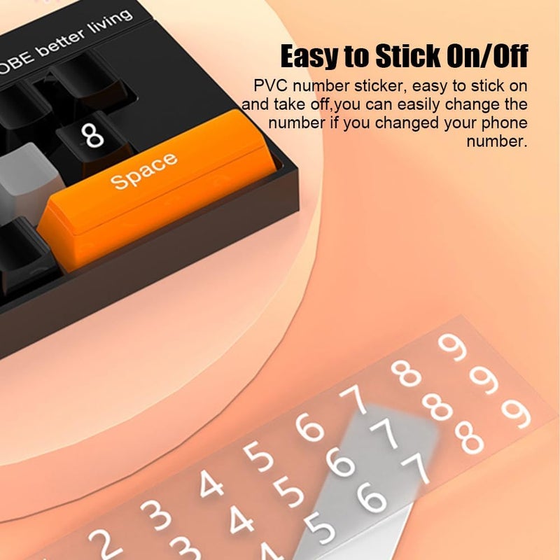Temporary Car Parking Card Number Plate with Luminous Keyboard Design, Hidden Dashboard Phone Number Plate for Car Privacy and Decor, Mechanical Key Style Stress Relief Accessory (Purple) - Image 3
