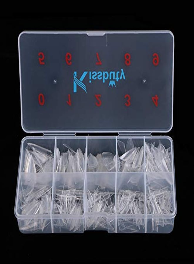 Kissbuty 500 Pcs Stiletto Nails Clear Color Sharp Ending False Acrylic Nail Art Tips 10 Sizes With Box Perfect Length For Nail Salons And Diy Nail Art At Home(Clear Stiletto Nails) - Image 2