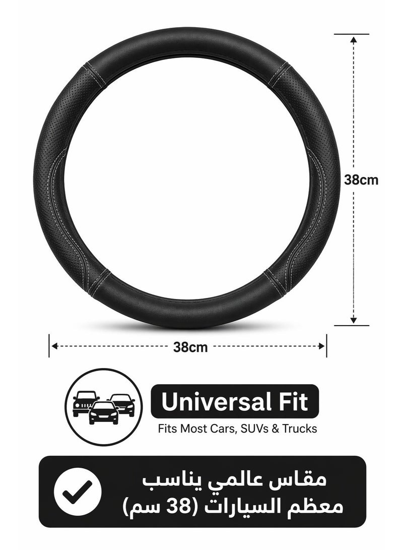 GROWPAL Silicone Steering Wheel Cover 38cm – Soft Anti-Slip Grip, Heat Resistant, Universal Fit, Black - Image 5
