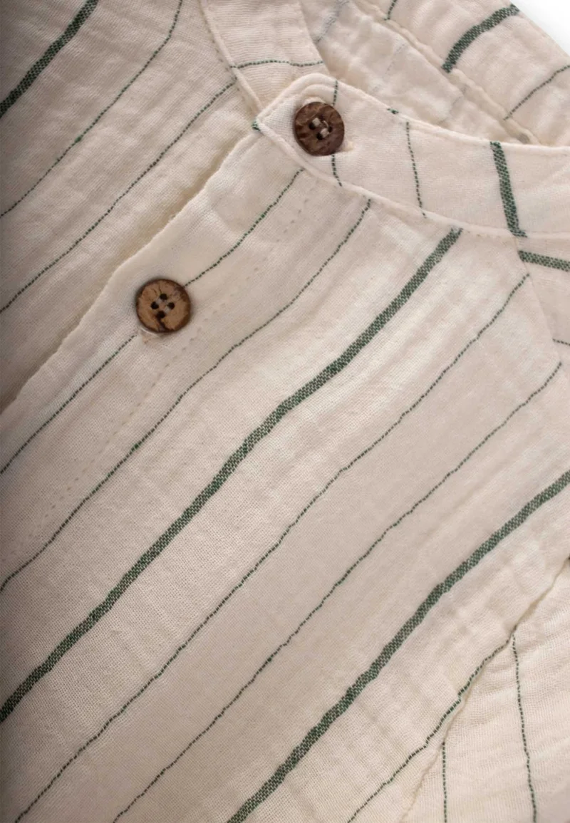 Cigit Mandarin Collar Seasonal Shirt 2-10 Years Natural Striped