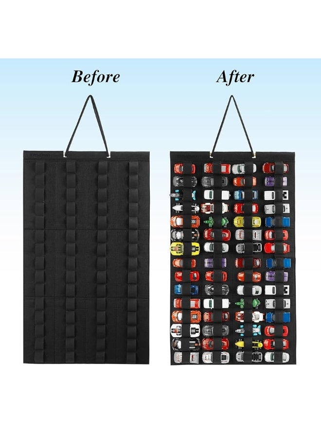 JOYMOMO Hanging Storage Organizer for Toy Cars Felt Display Case Hold Up 60 Toy Cars Without AccessoriesBlack - Image 4
