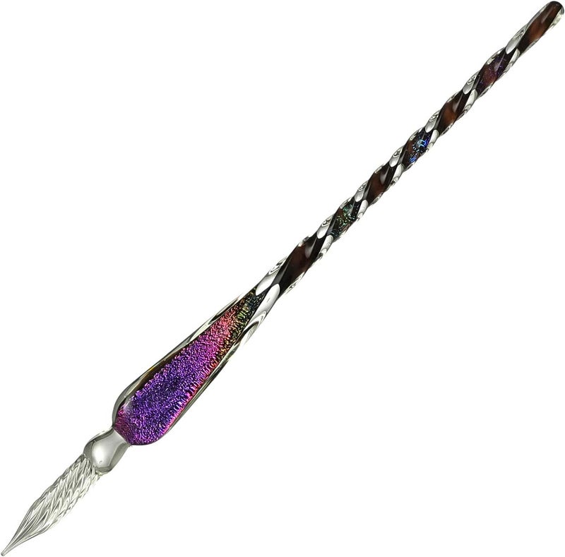 molshine Handmade Glass Dip Pen Crystal Calligraphy Pen Signature Dipped Pen for Artist Women Men Teens,Writing Drawing Decoration Gifts (Purple) - Image 1