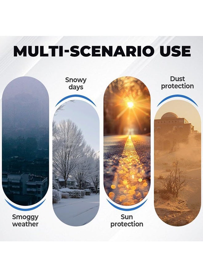 دبليو أف أف أو قسيمان من أقنعة الوجه المضادة للتلوث - قناع مضاد للرياح ومضاد للأشعة فوق البنفسجية للدراجات النارية مع نظارات قابلة للفصل، قناع بفيلتر الكربون النشط، حماية أثناء ركوب الدراجات - مثالي للركض والمشي وركوب الدراجات والأنشطة الخارجية (أسود نقي) - Image 4