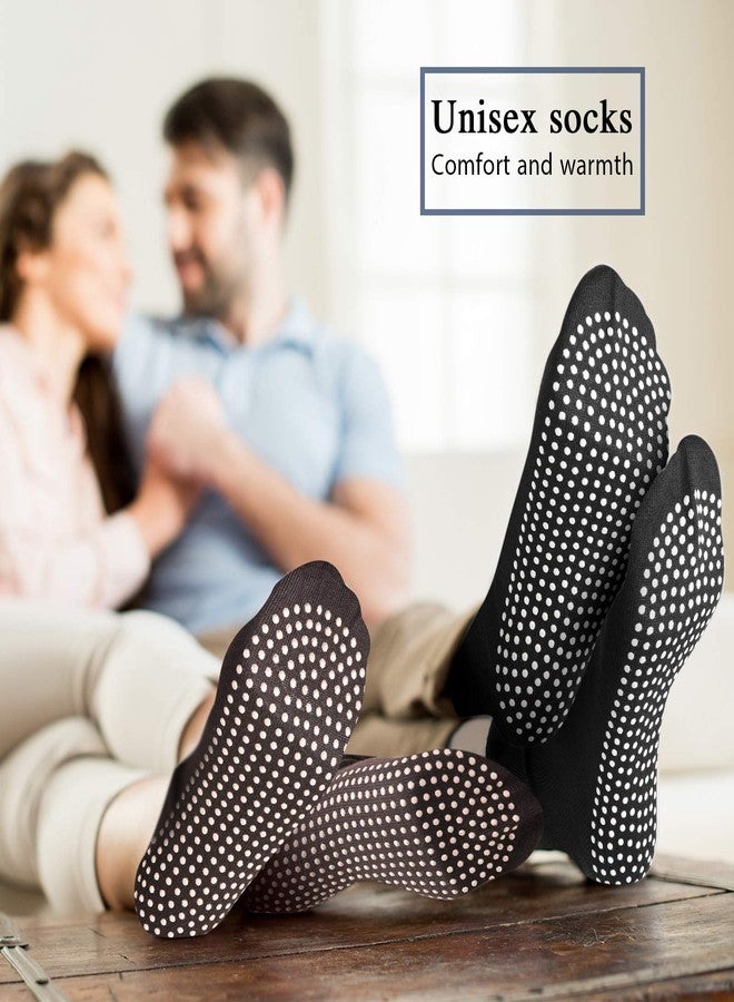Geyoga 5 Pairs Non Slip Socks for Men Women Grip Socks with Cushion Unisex for Yoga Pilates Barre Home Workout(Black, Gray) - Image 2