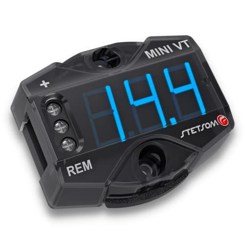 Stetsom MiniVT Digital Display Mini Voltmeter High Accuracy Blue LED 7V~30V Automotive Car Motorcycle Battery Voltage Panel Meter Easy Connection Remote Power for Car Audio Systems - Image 1