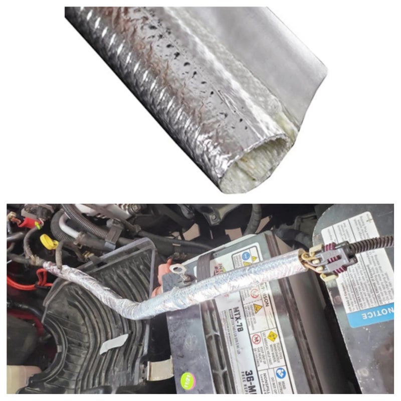 BSTFLEX 13mm  12 Self Closed Aluminized Sleeve Heat Shield Protection Side Entry High Temp for Hoses Wire Harnesses Cables Automotive Exhaust 39 1 Meter