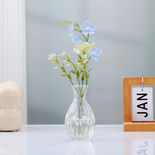 Mapoxy Glass Bud Vases Set of 4,Small Flower Vases for Wedding Centerpiece Table Decorations,Clear Vintage Embossed Mini Vases,Flower Arrangements in Vases for Party or Home Decor - Image 5