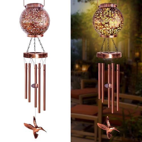 YHmall Wind Chimes for Outside 38" Hummingbird Solar Wind Chimes Outdoor Gifts for Mom Hanging Solar Lantern, Garden Decor for Patio Yard, Christmas Windchimes Outdoors Gifts for Women Grandma - Image 1