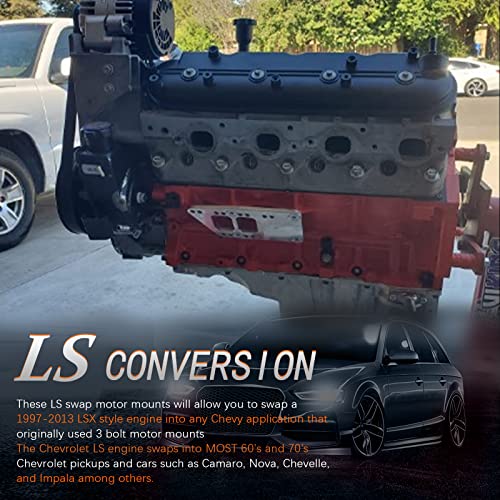 BAGARAATAN LS Swap Motor Mounts Adapter Plates,LS Conversion Adjustable Universal Swap Bracket Small Block,Billet Aluminum Engine Mounts for LS1 LS3 LS2 LQ4 LQ9 LS6 L92 L99 L33 LR4 for SBC Vehicle - Image 5