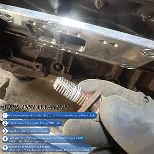 BAGARAATAN LS Swap Motor Mounts Adapter Plates,LS Conversion Adjustable Universal Swap Bracket Small Block,Billet Aluminum Engine Mounts for LS1 LS3 LS2 LQ4 LQ9 LS6 L92 L99 L33 LR4 for SBC Vehicle - Image 4