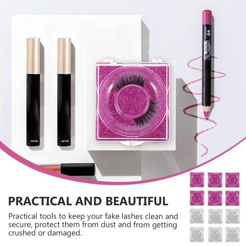12pcs Empty False Eyelash Case Eyelash Storage Box Holder (Rosy, ) - Image 4