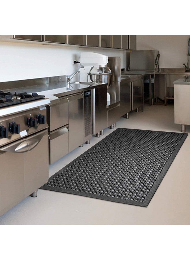YOSHIKO Outdoor Rubber Mat for Floor Anti-Fatigue Non Slip Restaurant Floor Mats 36" x 60" New Commercial Heavy Duty Drainage Rubber Kitchen Mat Black Bar Floor Mat  - Image 1