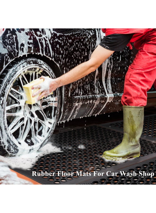 YOSHIKO Outdoor Rubber Mat for Floor Anti-Fatigue Non Slip Restaurant Floor Mats 36" x 60" New Commercial Heavy Duty Drainage Rubber Kitchen Mat Black Bar Floor Mat  - Image 3