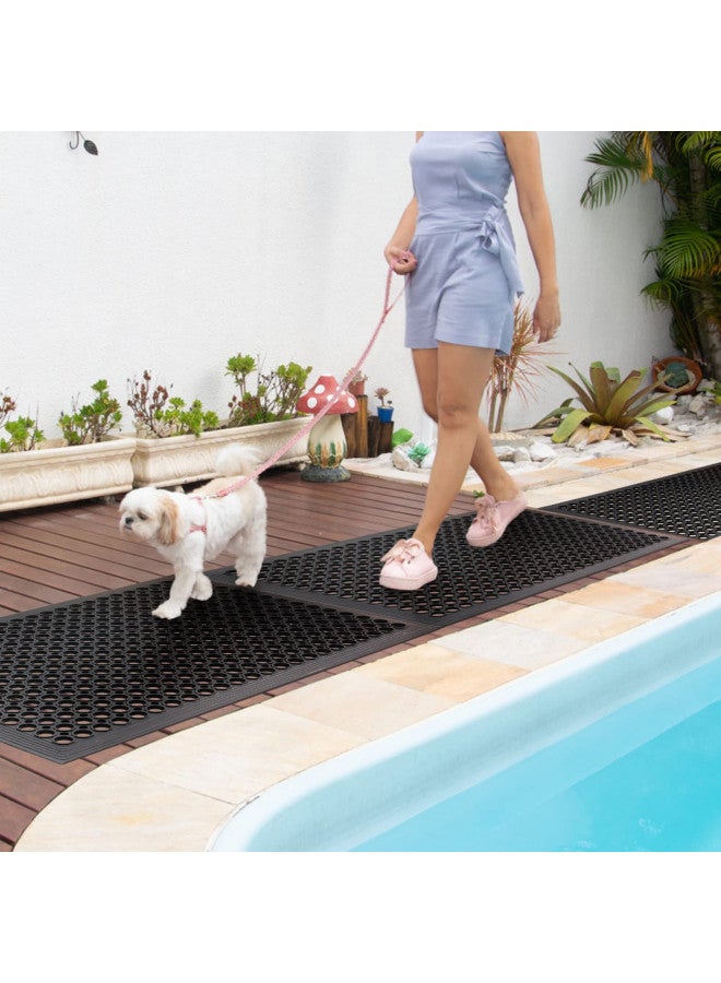 YOSHIKO Outdoor Rubber Mat for Floor Anti-Fatigue Non Slip Restaurant Floor Mats 36" x 60" New Commercial Heavy Duty Drainage Rubber Kitchen Mat Black Bar Floor Mat  - Image 4