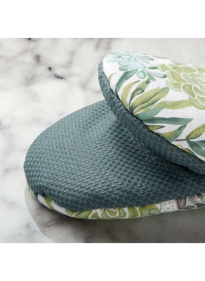 Martha stewart - Succulents Mini Oven Mitt 2Pack Set Green 5.5"X8" - Image 1