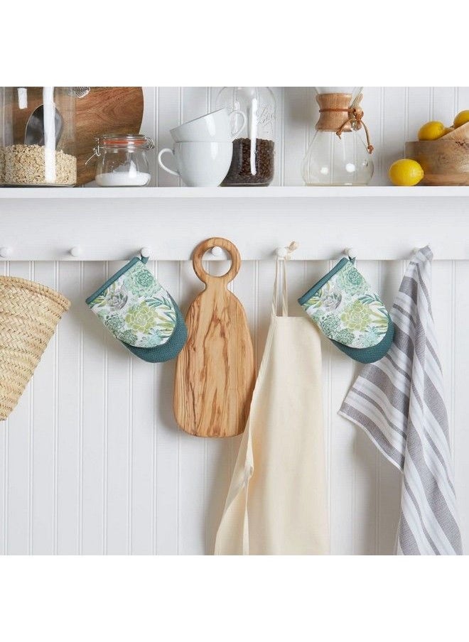 Martha stewart - Succulents Mini Oven Mitt 2Pack Set Green 5.5"X8" - Image 1