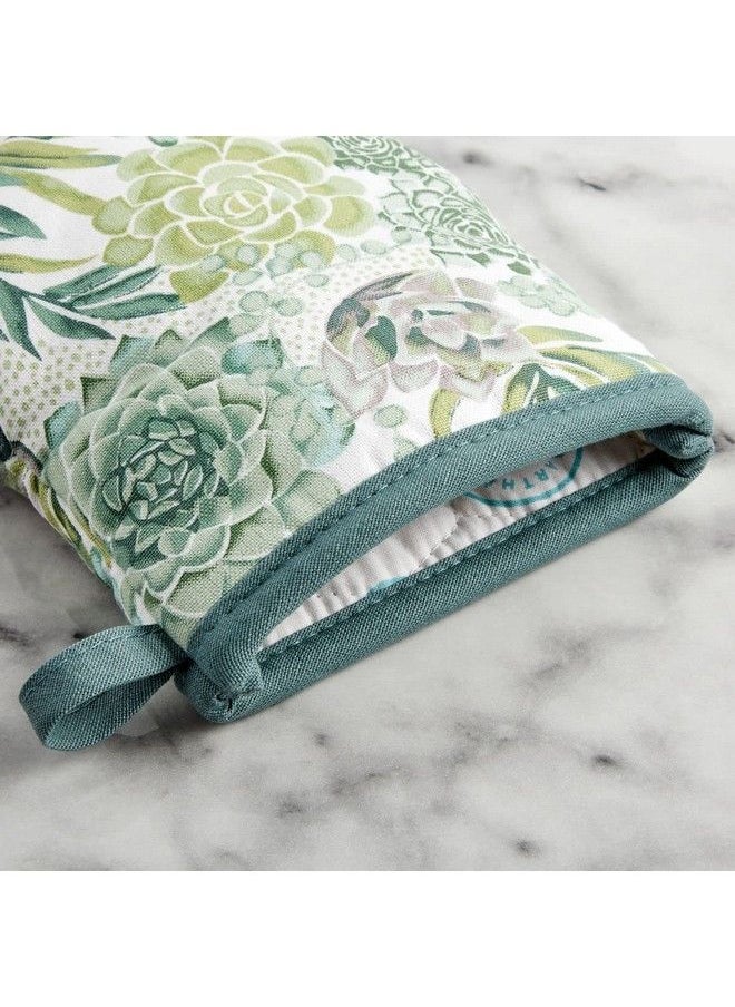 Martha stewart - Succulents Mini Oven Mitt 2Pack Set Green 5.5"X8" - Image 1