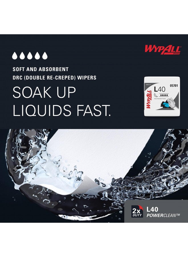 WypAll WypAll Power Clean L40 Extra Absorbent Towels (05701), Limited Use Towels, White, 18 Packs per Case, 56 Sheets per Pack, 1,008 Sheets Total - Image 5