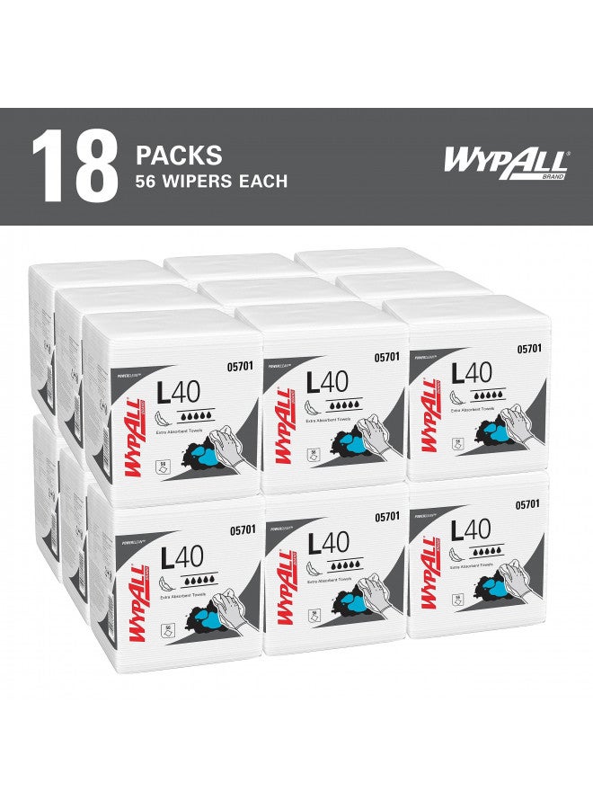 WypAll WypAll Power Clean L40 Extra Absorbent Towels (05701), Limited Use Towels, White, 18 Packs per Case, 56 Sheets per Pack, 1,008 Sheets Total - Image 2